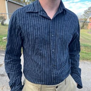 Michael Kors M Long Sleeve Navy Button Up Shirt